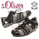 s.OLIVER KIDS , Kinder Leder Sneaker mit Klett, Slip On Sandale, schwarz-grau