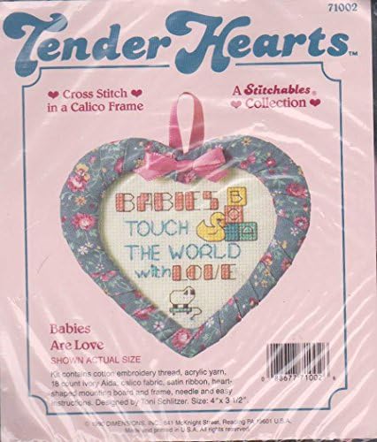 Babies Touch The World With Love Cross Stitch Kit 71002 By Tender Hearts Size 4" X 3 1/2"