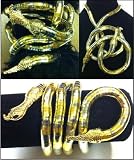 36 Inches Long 8mm Thick Flexible Bendable Stainless Steel Snake with Head Jewelry Necklace Bendy Scarf Holder Cuff Shape Design Twist Shape Silver Gold Striped