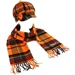 Winter Plaid Ribbon Bow Newsboy Cabbie Hat Softer Than Cashmere Scarf Orange