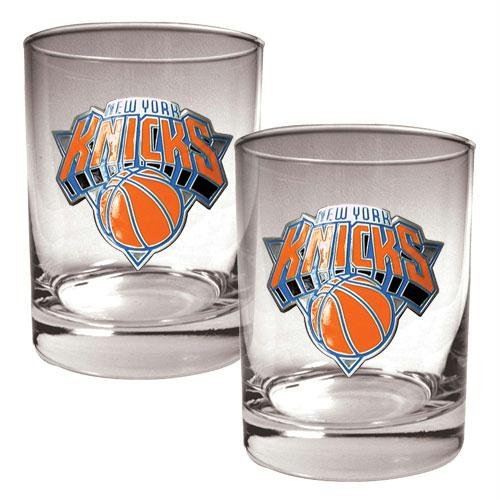 NBA New York Knicks Two Piece Rocks Glass Set - Primary Logo