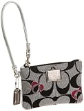 Coach Poppy Signature Hearts Wristlet Wallet Case Bag 46583 Black White