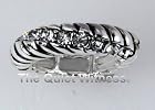 6030219 Stretch Ring Adjustable Sizes 6 - 8 David Yurman Inspired Rhodium Plated CZ Stones