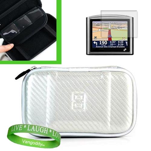 Garmin n?vi GPS 4.3-Inch Portable GPS Navigator Accessories Kit for ALL 4.3 GPS Models: ** WHITE ** Hard Storage Case + Custom Cut 4.3 GPS Screen Protector + Live * Laugh * Love Vangoddy Wrist Band!!!