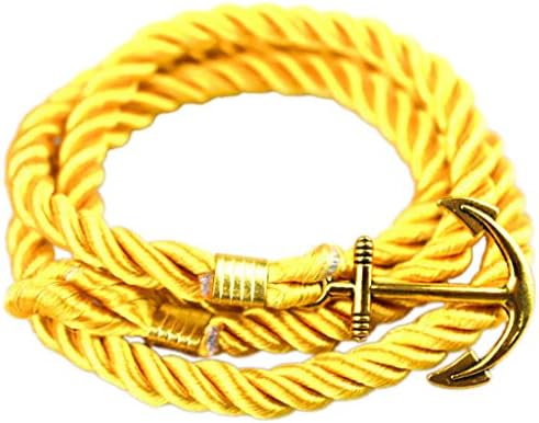 Hallery Alloy Diamond DIY Twining Weave Gilded Anchors Leather Bracelets(No.6)