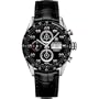 Carrera Black Dial Chronograph Leather Strap