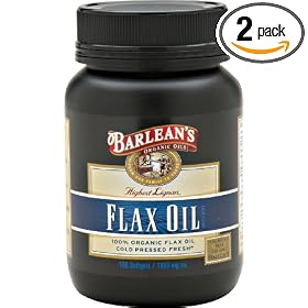 Barlean's Organic Oils High Lignan Flax Oil Softgels, 100-Count Bottles (Pack of 2)