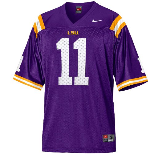 Nike LSU Tigers #11 Football Replica Jersey - Purple (Large)