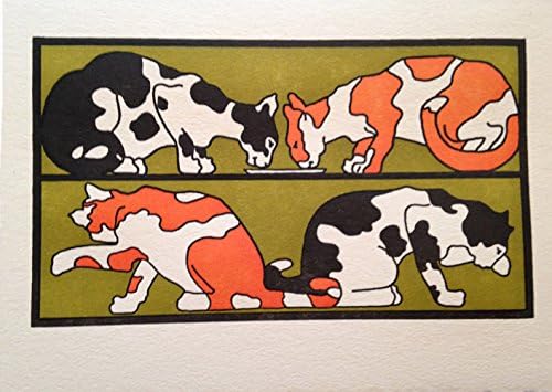 Letterpress "Junos Vaszary "Kittens" Note Cards - Handmade in the USA, 10 Cards &amp; Envelopes