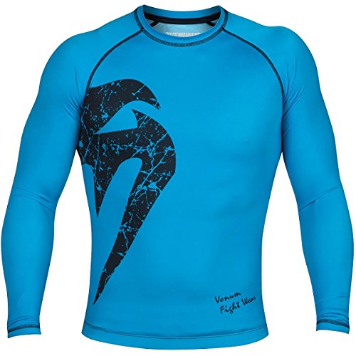Venum Men's Original Giant Long Sleeve Rashguard, X-Large, Cyan/Black