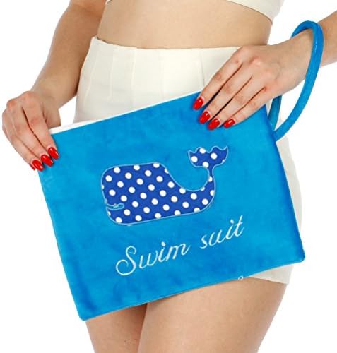 Terrycloth Whale Patch Beach Bag, Bathing Suit Bag, Waterproof Beach Bag