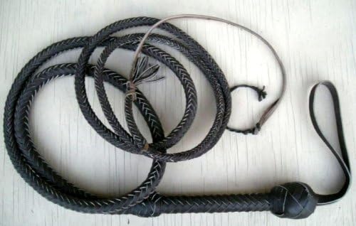 14 Foot 12 Plait BLACK Bullwhip Real Leather BULLWHIP BULL WHIP