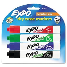Expo Scents Chisel Tip Dry Erase Markers, 4 Colored Markers (83514): Office Products