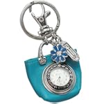 Blue "Handbag" Purse Key Chain Clip On Pocket Watch