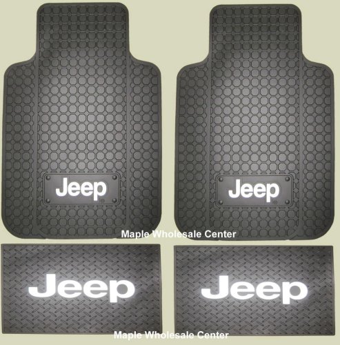 4pc Jeep Logo Front and Rear Floor Mats Combo Set