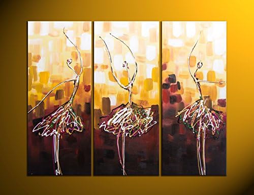 Besaw Art Beautiful Abstract Wall Art Home Decor Handmade Original Paitings Modern Metal Art Canvas Framed Yellow Christmas Gifts for Living Room