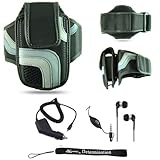 Black Adjustable Deluxe Sportband / Workout Armband with Adaptable Neck Str ....