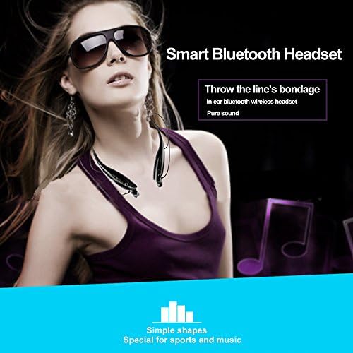 Sunvito HBS-740 Wireless Bluetooth 4.0 Music Stereo Universal Headset Headphone Vibration Neckband Style for iPhone 4S,5S,5C iPad 1,2,3,4,Ipad Mini, Samsung S3,S4,S5 (All Black)