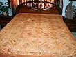 Indian Bedspread-5p Stonewashed Orange Embroidered Cotton Bedspread