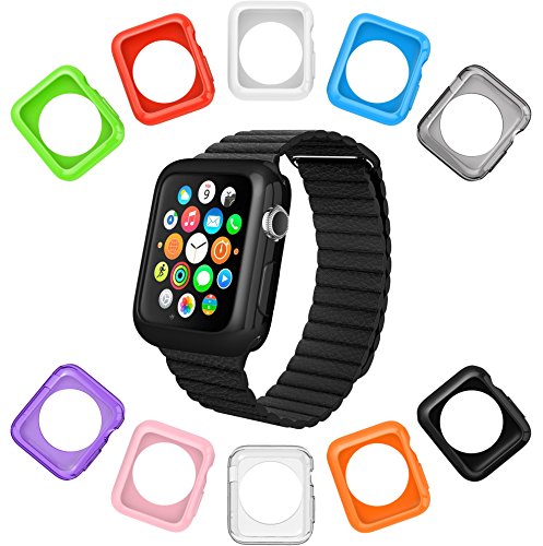 Apple Watch Case by La Zuzzi, 10 Soft Covers, 42mm, for Apple Watch Sport, Apple Watch & Edition, Anti Scratch Protection Cover, Match Colors With Your iPhone Case, New in Apple Watch Accessories!