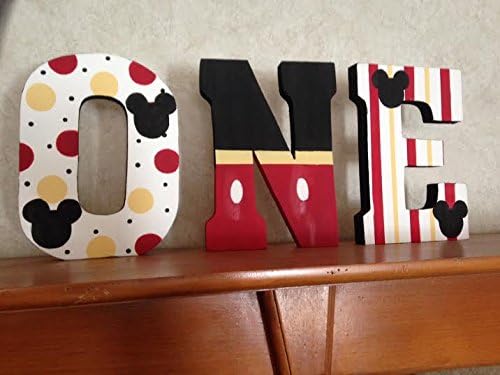 Hand Painted Mickey Mouse One Year Photo Prop Letters~Birthday Decor