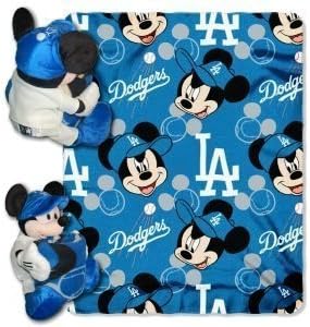 Los Angeles Dodgers Mickey Mouse Throw And Hugger Plush 40" X 50"