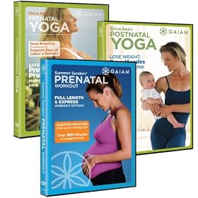 Gaiam Moms to Be Prenatal & Postnatal Yoga Workouts Kit (3 pcs. Set) with Shiva Rea's & Summer Sanders