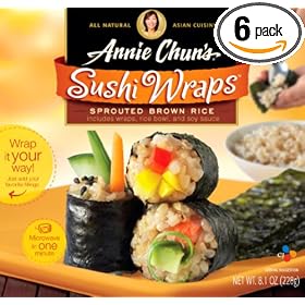 Annie Chun's Sprouted Brown Sushi Wraps, 7.0-Ounce Packages (Pack of 6) by Annie Chun's