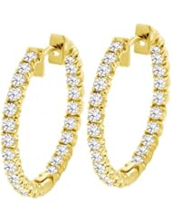 2.50 CT TW Inside/Outside Round Diamond Hoops in 14k Yellow Gold