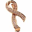14Kt Rose Gold Pink Ribbon Sapphire Breast Cancer Awareness Brooch