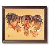 Three Girls Praying Jesus Christ Religious Picture Framed Art Print