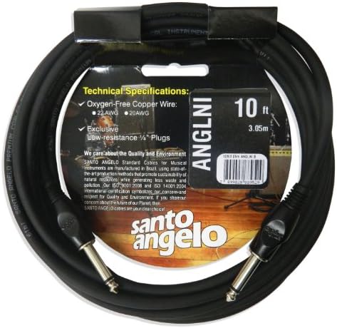 Santo Angelo ANGL NI Straight to Straight 1/4-Inch Plug Instrument Cable - 10 Feet