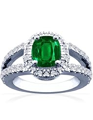 Platinum Cushion Cut Emerald Ring With Sidestones (GIA Certificate)
