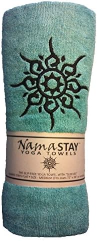 NamaSTAY Yoga Towel (Aqua) - Attaches to Mats. No more bunching or slipping.