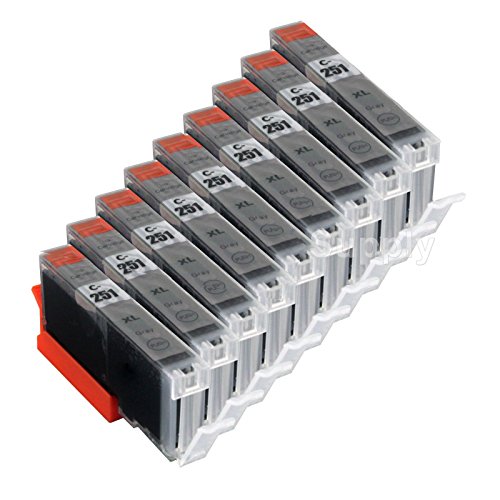 YATUNINK 9 Pack CLI-251XL Gray/Grey Compatible Ink Cartridges (9xGY) Replacement For Cannon PIXMA MG5420 PIXMA MG5450 PIXMA MG6320 PIXMA MG6350 PIXMA MX722