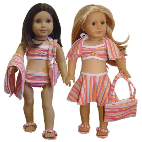 6 Piece Swimsuit Set Fits 18 Inch Doll Clothes