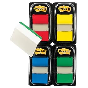 Post-it® Flags, 1 Inch, Ideal For Marking & Flagging Paper Documents, Asstorted Colors, 50 per Dispenser, Four Dispensers per Pack, BONUS Durable IndexTabs