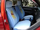6pcs Winnie the Pooh Universal Car Seat Cover Blue - With Free Gift of Non-slip Dash Grip Pad Mat