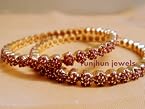 Bangles and bracelets - RUBY PEARL POLKI BANGLES PAIR