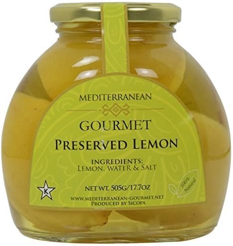 Meditteranean Gourmet Preserved Lemons (All Natural lemons preserved in brine) 17 oz. by Mediterranean Gourmet