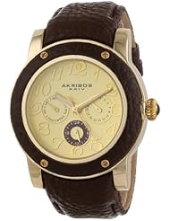Akribos XXIV Womens AK560BR Quartz Multi-Function Genuine Leather Watch