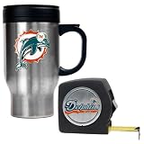 Miami Dolphins NFL Travel Mug & Tape Measure Gift Set - Primary Logo