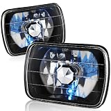 7x6 Diamond Cut Black Housing H6053 Sealed Replacement Headlights by RS Type