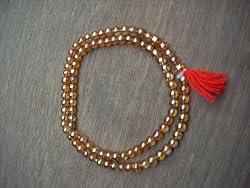 Yoga Spiritual Gift- 108 Beads Japamala Nabarang Golden Crystal Japa Rosary Mala