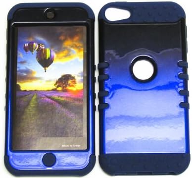 HYBRID SHOCK RESISTANT MEGA COVER SOLID CASE AND DARK BLUE SKIN WITH STYLUS PEN KOOLKASE ROCKER FOR APPLE IPOD ITOUCH 5 IPOD ITOUCH 5 TWO TONE BLACK BLUE DB-A005-ICG
