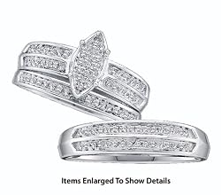 Stunning Micro Pave Set Diamond Trio Set For Him and Her