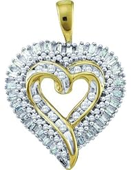 0.50CTW ROUND BAGGUETTE DIAMOND HEART LADIES PENDANT
