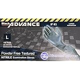 Diamond Gloves Black Advance Nitrile Examination Powder-Free Gloves, Heavy Duty, Large, 100 Count