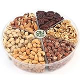 Oh! Nuts Freshly Roasted Holiday Nuts Gift Basket, Nut Gift Tray 6-section Medium Gift Tray