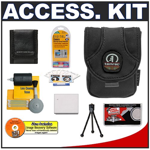 Accessory Kit for Canon Powershot Digital Cameras (SD1100 IS, SD1000, SD750, SD630, SD600, SD450, SD430) with Tamrac 5204 T4 Deluxe Camera Bag (Black) + Spare NB-4L Battery + Cameta Bonus Accessory Kit